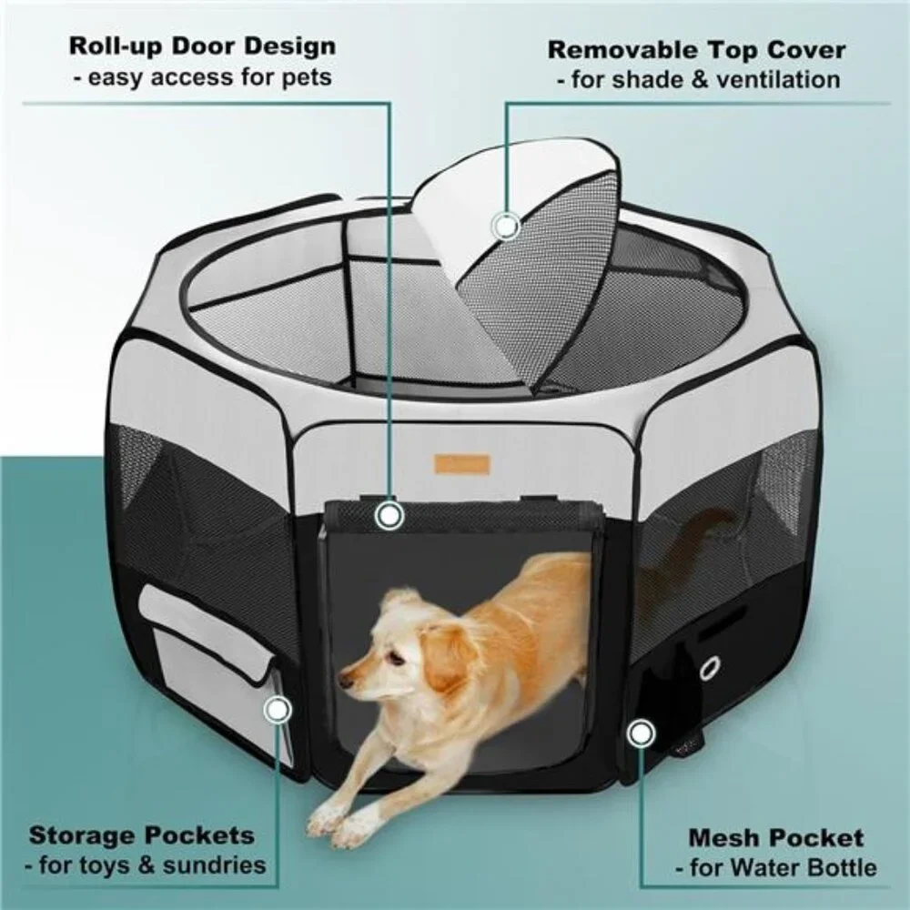 Dog Playpen, Portable Pet Play Pen for Cat, Puppies, Rabbits, Chickens, Foldable